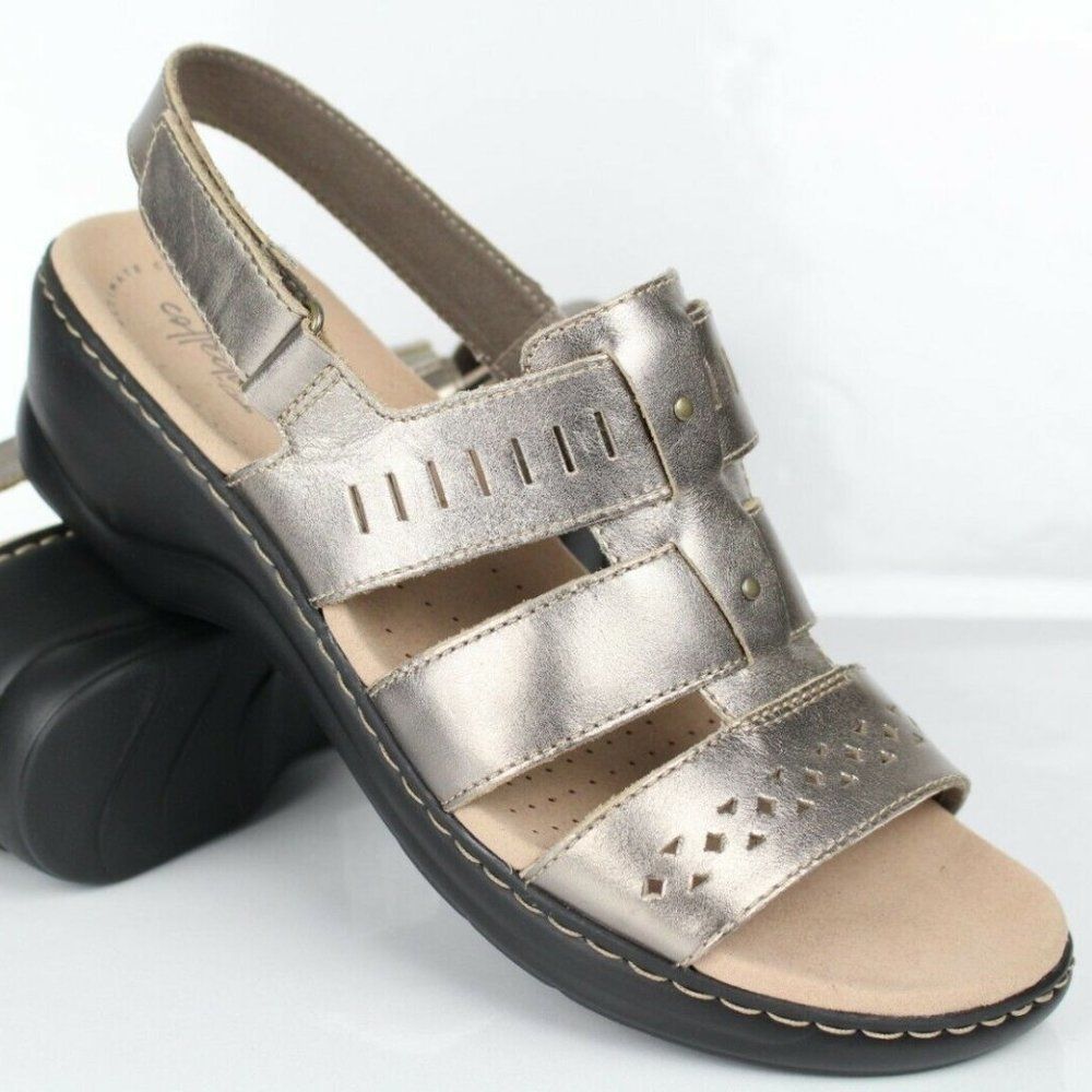 New Clarks Collection Lexi Qwin Metallic Women's S
